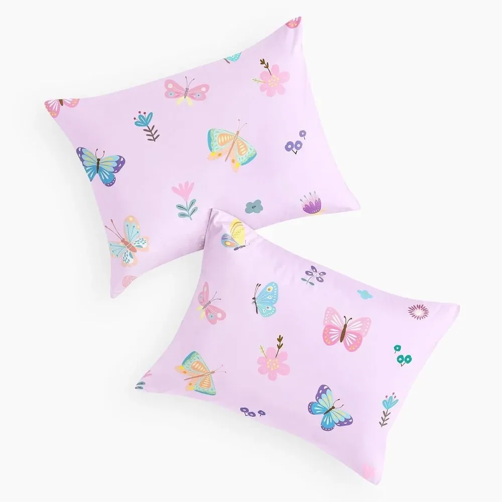 Wake In Cloud Butterfly Pillowcases Set of 2 Purple Standard 20x26 Floral